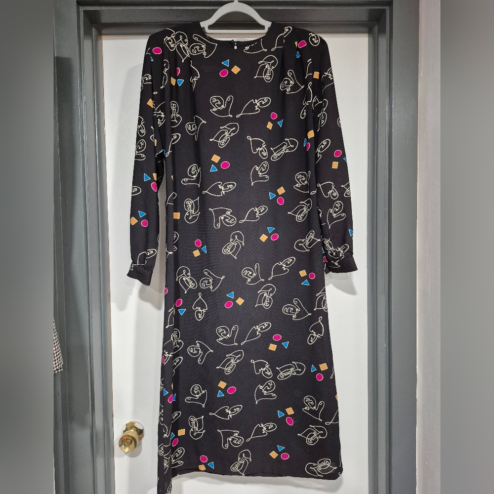 Vintage Schrader Sport Art Deco Print Dress